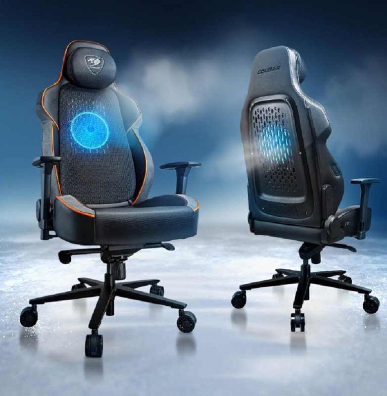 米特3C數位–COUGAR 美洲獅 NXSYS AERO 電競椅 可調速式ARGB散熱風扇/磁吸式記憶枕 黑色/黑橘