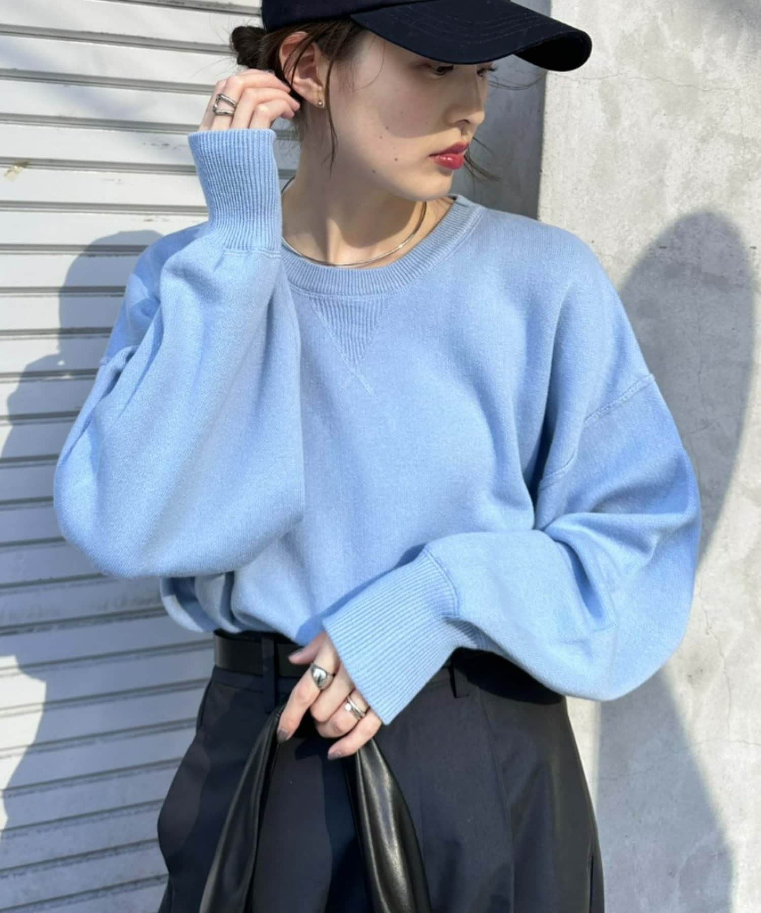 CIAOPANIC TYPY(チャオパニックティピー)  スウェットライクボリュームスリーブニット藍（TYZ1032305A0001）