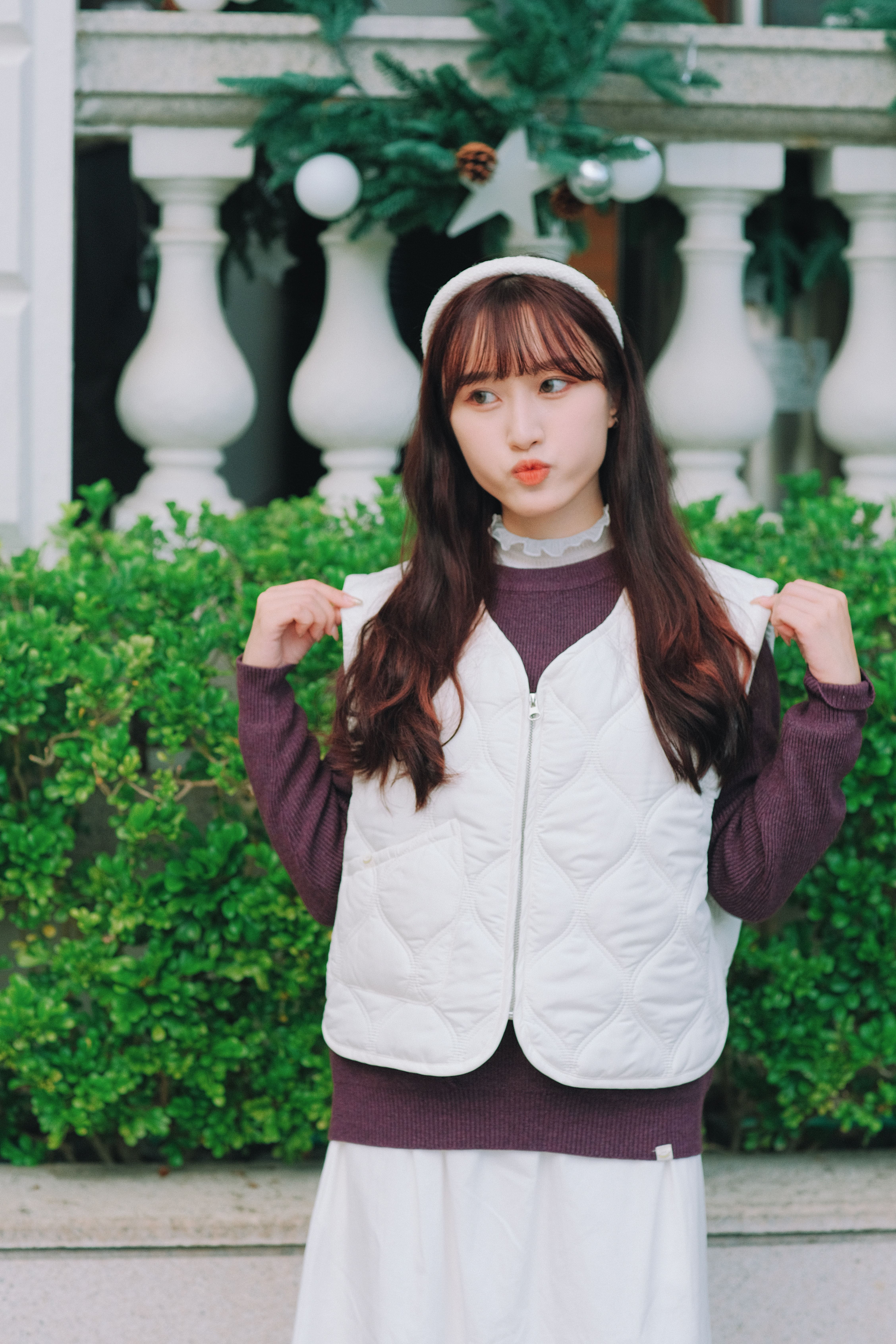 三色／圓領軟糯混紗針織毛衣／Round Neck Soft Knitted Sweater