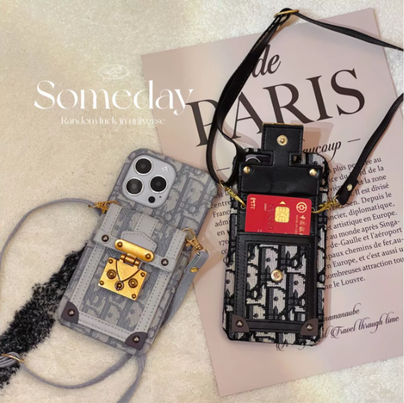 D刺繡卡夾可背滿板手機殼