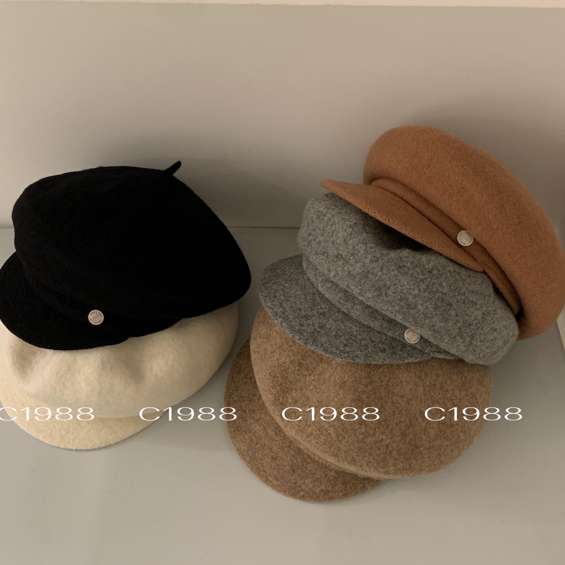 《3459》多款羊毛百搭顯臉瘦貝雷帽