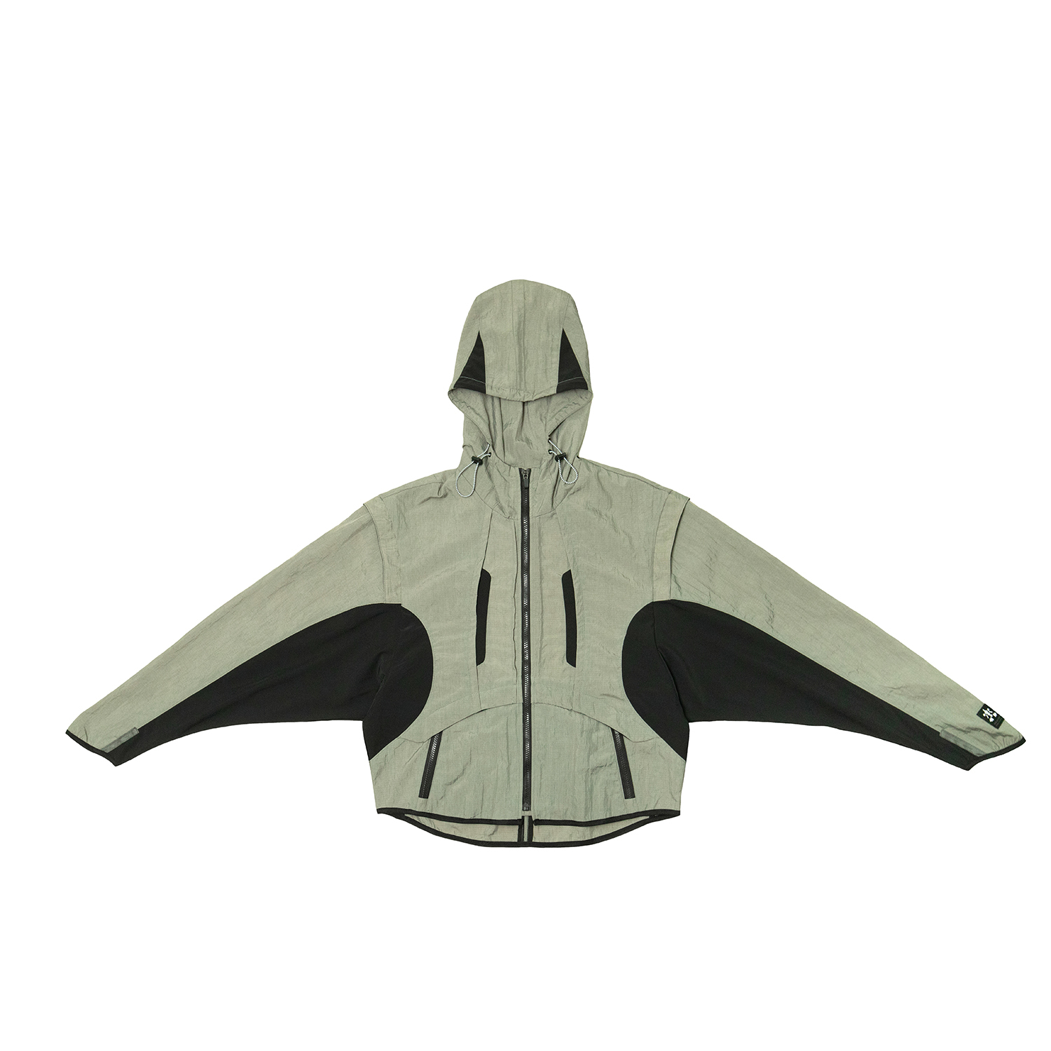 繭型短版尼龍外套- 灰綠