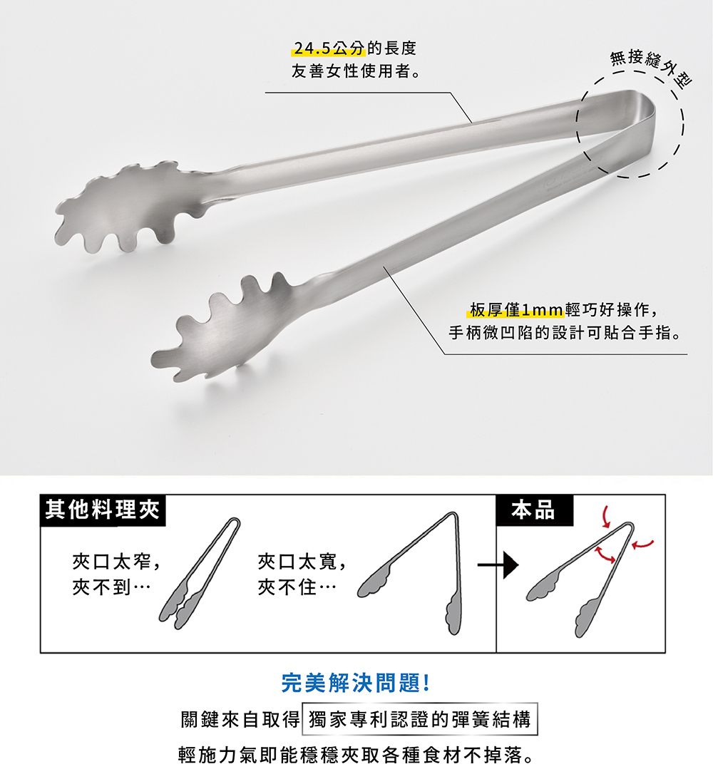《la base有元葉子》日本製全不鏽鋼波浪型多用途料理夾