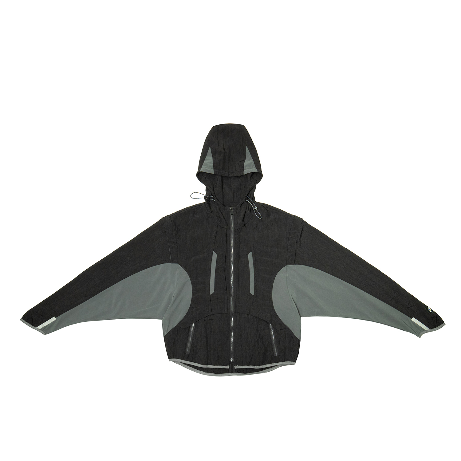 繭型短版尼龍外套- 黑