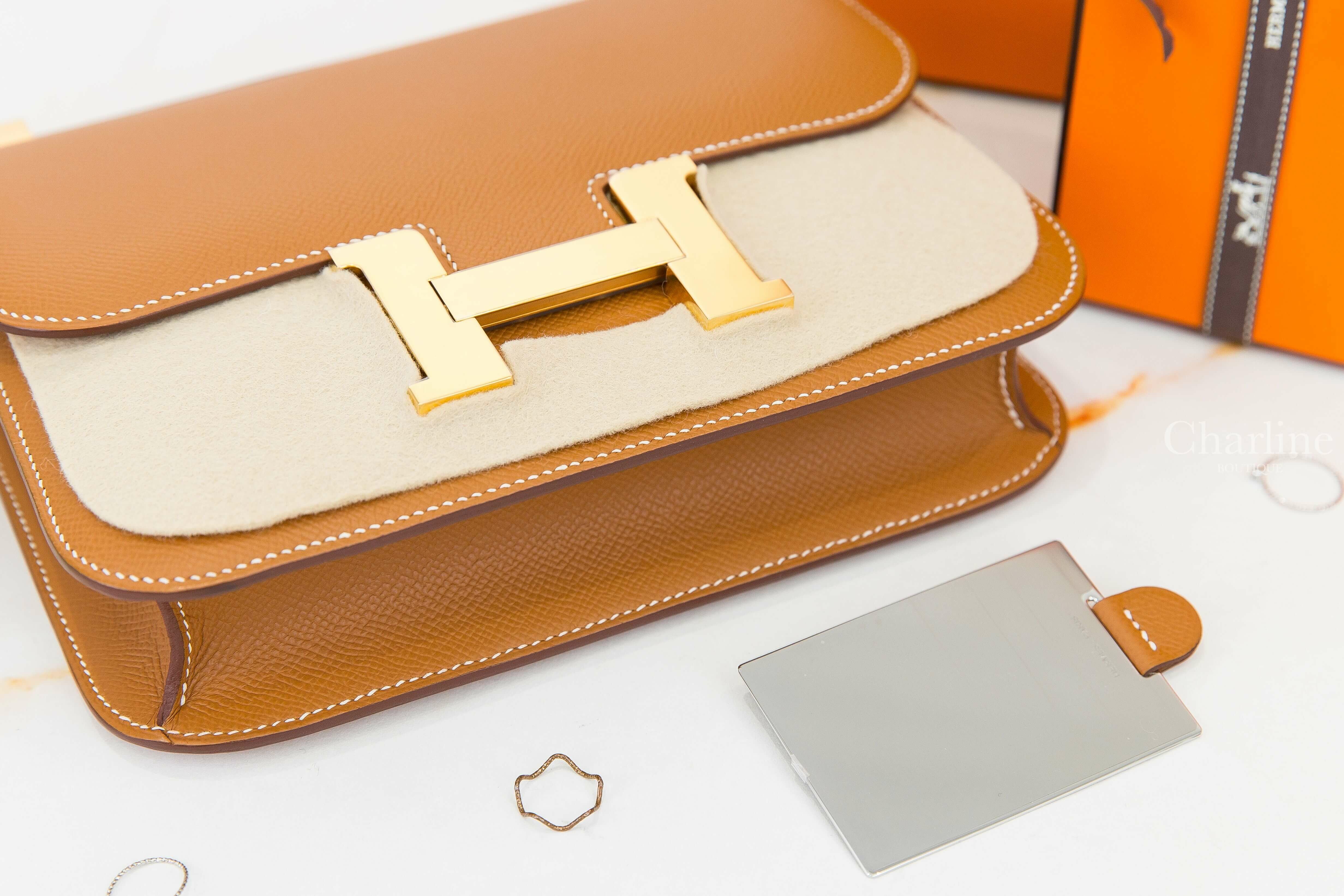 Hermès Constance III 24cm 37 Gold Epsom U刻焦糖色金釦鏡面款-Charline Boutique 精品代購