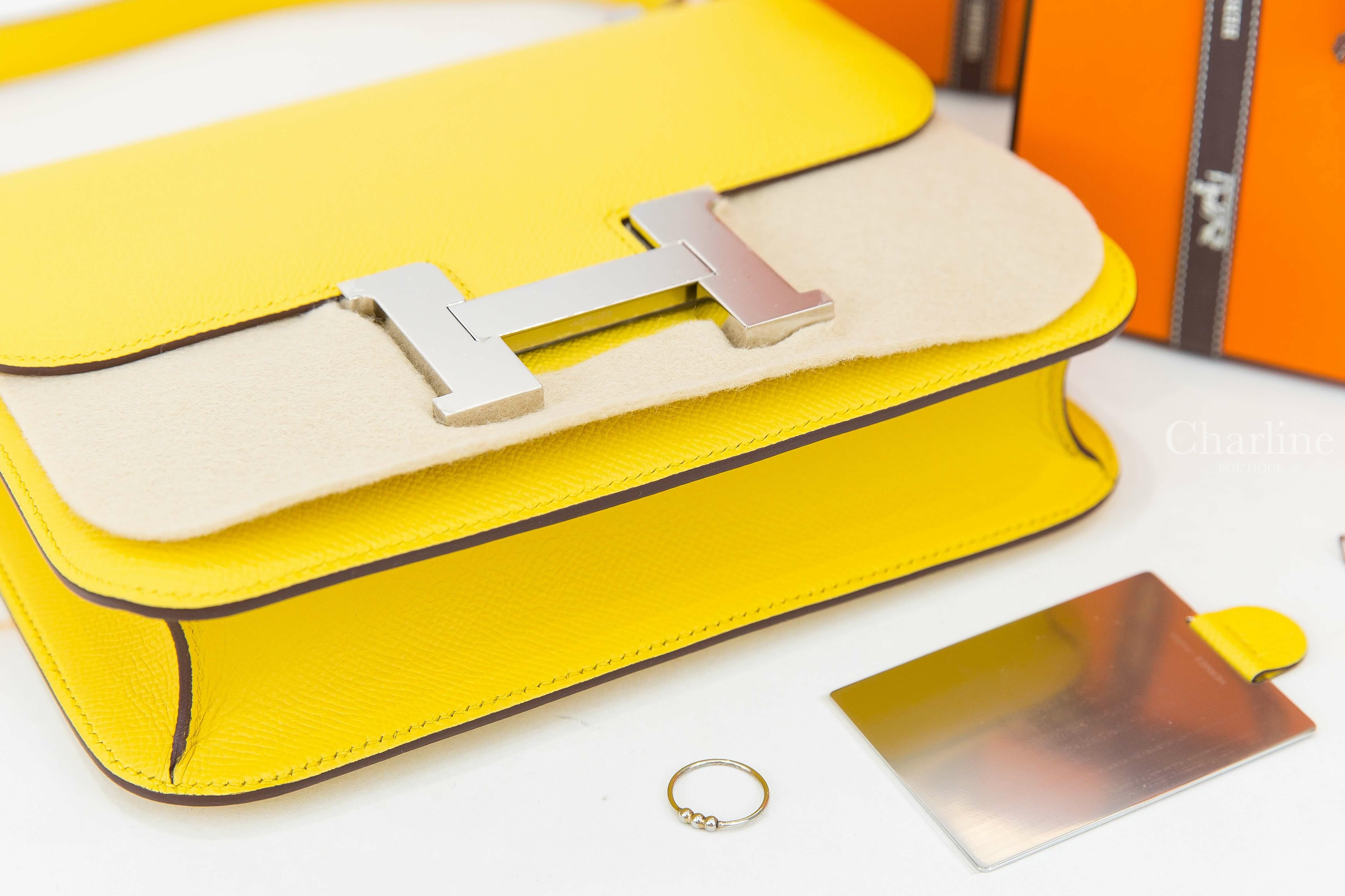 Hermès Constance III 24cm 9O Jaune De Naples Epsom B刻那不勒斯黃銀釦鏡面款-Charline Boutique 精品代購