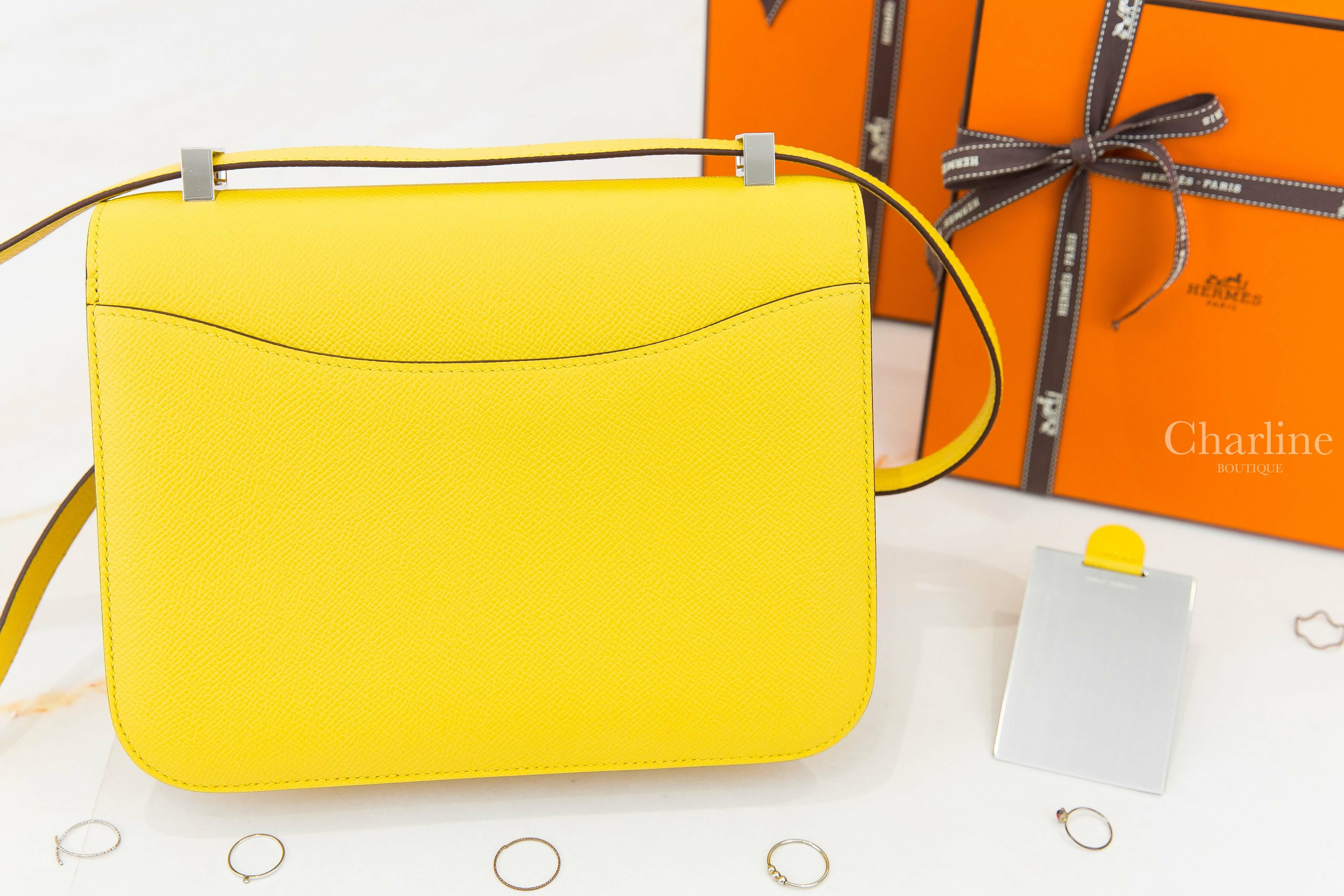 Hermès Constance III 24cm 9O Jaune De Naples Epsom B刻那不勒斯黃銀釦鏡面款-Charline Boutique 精品代購
