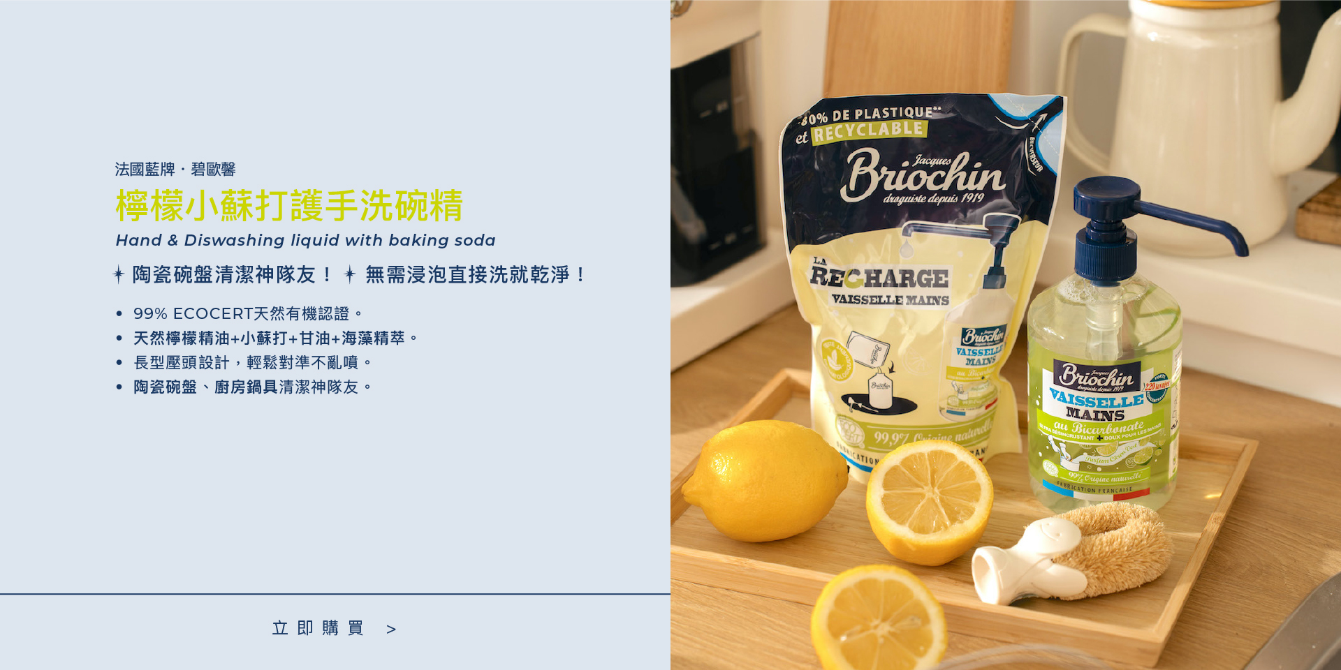 Jacques Briochin 檸檬小蘇打護手洗碗精500ml