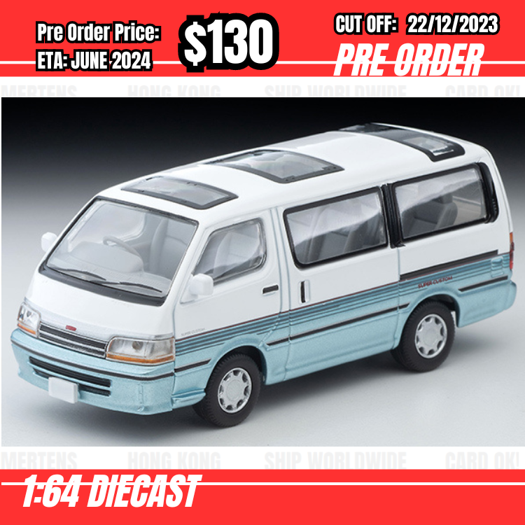 PO-$130 * Tomytec * 1:64 LV-N208d HIACE Super Custom White and Sky Blue in 90s [OD15/12]