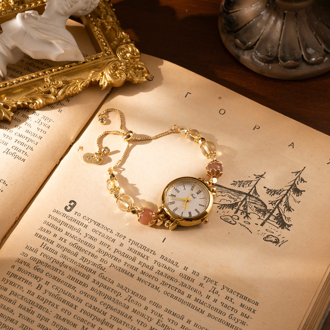 【時光】水晶腕帶手錶-向陽 (太陽石/黃水晶/金髮晶)