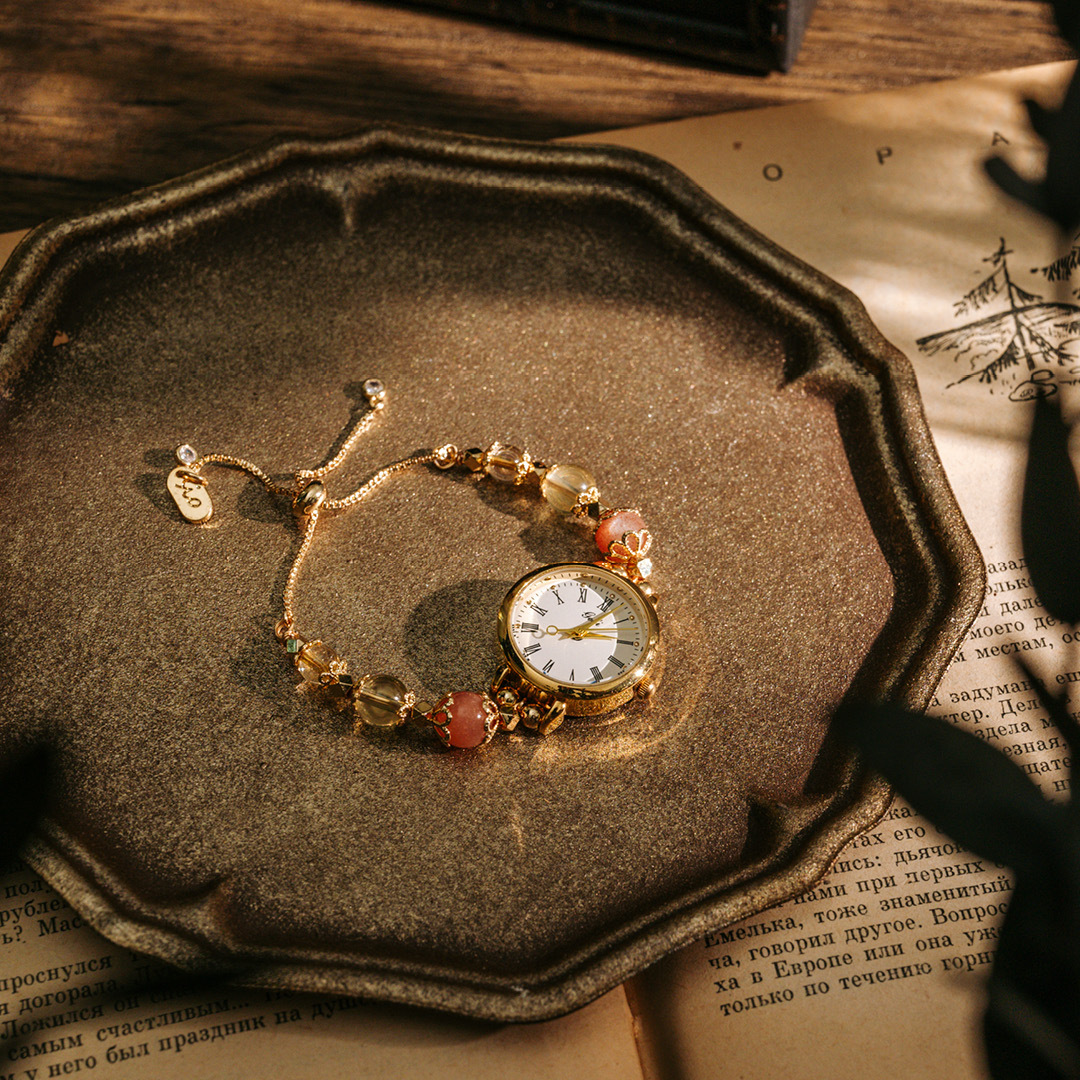 【時光】水晶腕帶手錶-向陽 (太陽石/黃水晶/金髮晶)