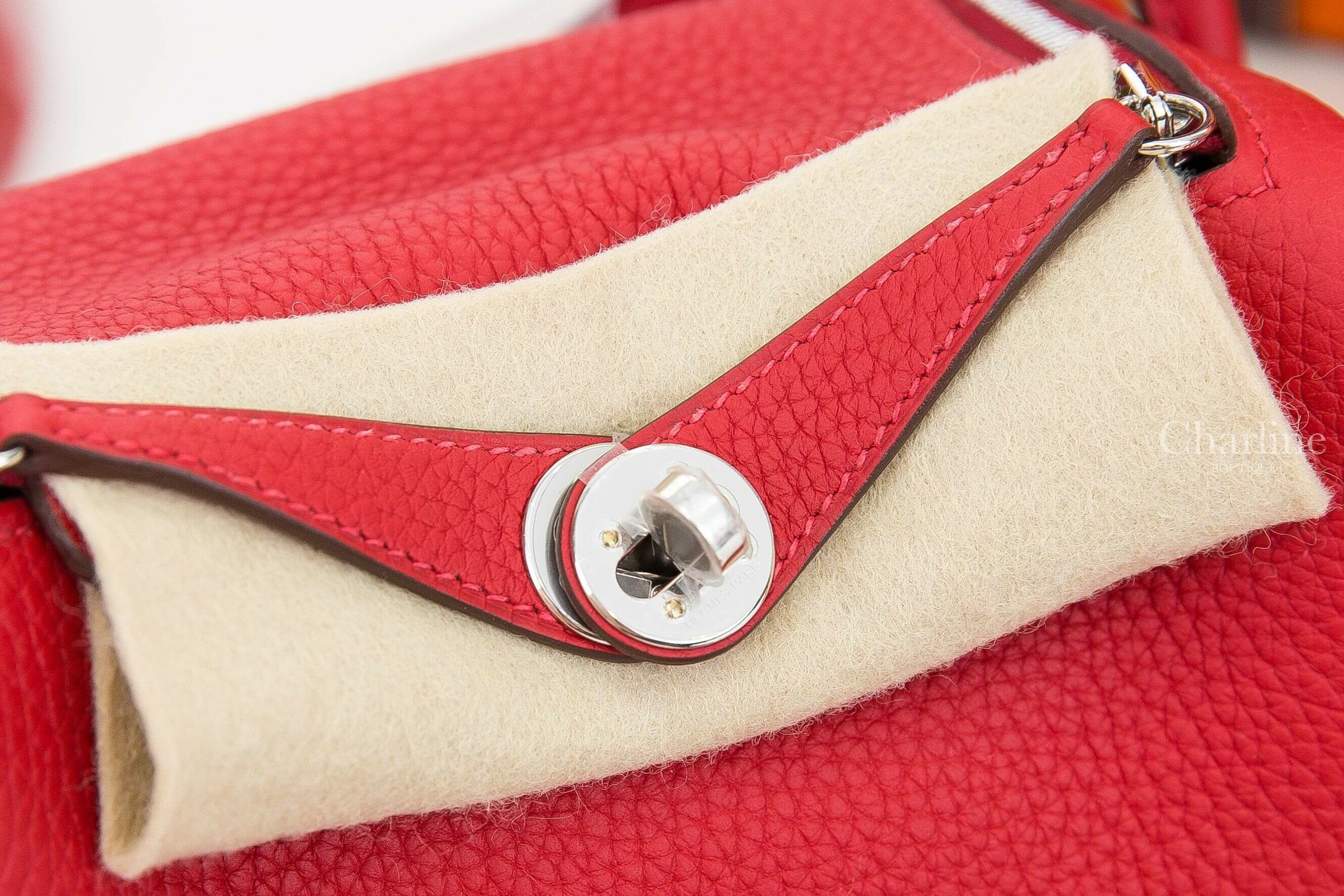 Hermès Lindy Mini 5E Vermillon Taurillon Clemence 朱砂紅銀釦