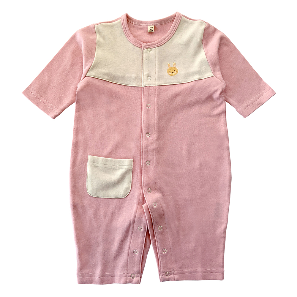 有機棉嬰兒柔適長袖兔裝-粉紅 | 藍天畫布有機棉