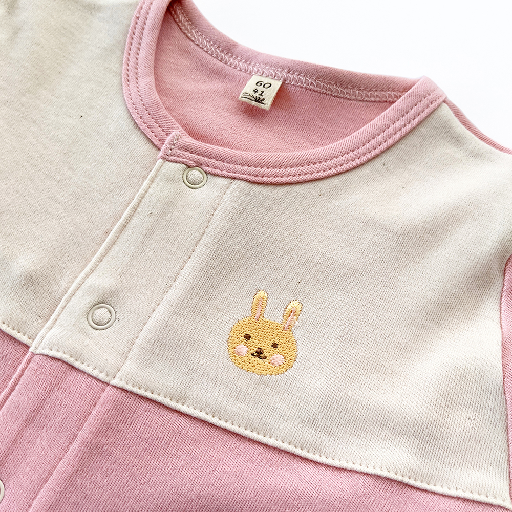 有機棉嬰兒柔適長袖兔裝-粉紅 | 藍天畫布有機棉