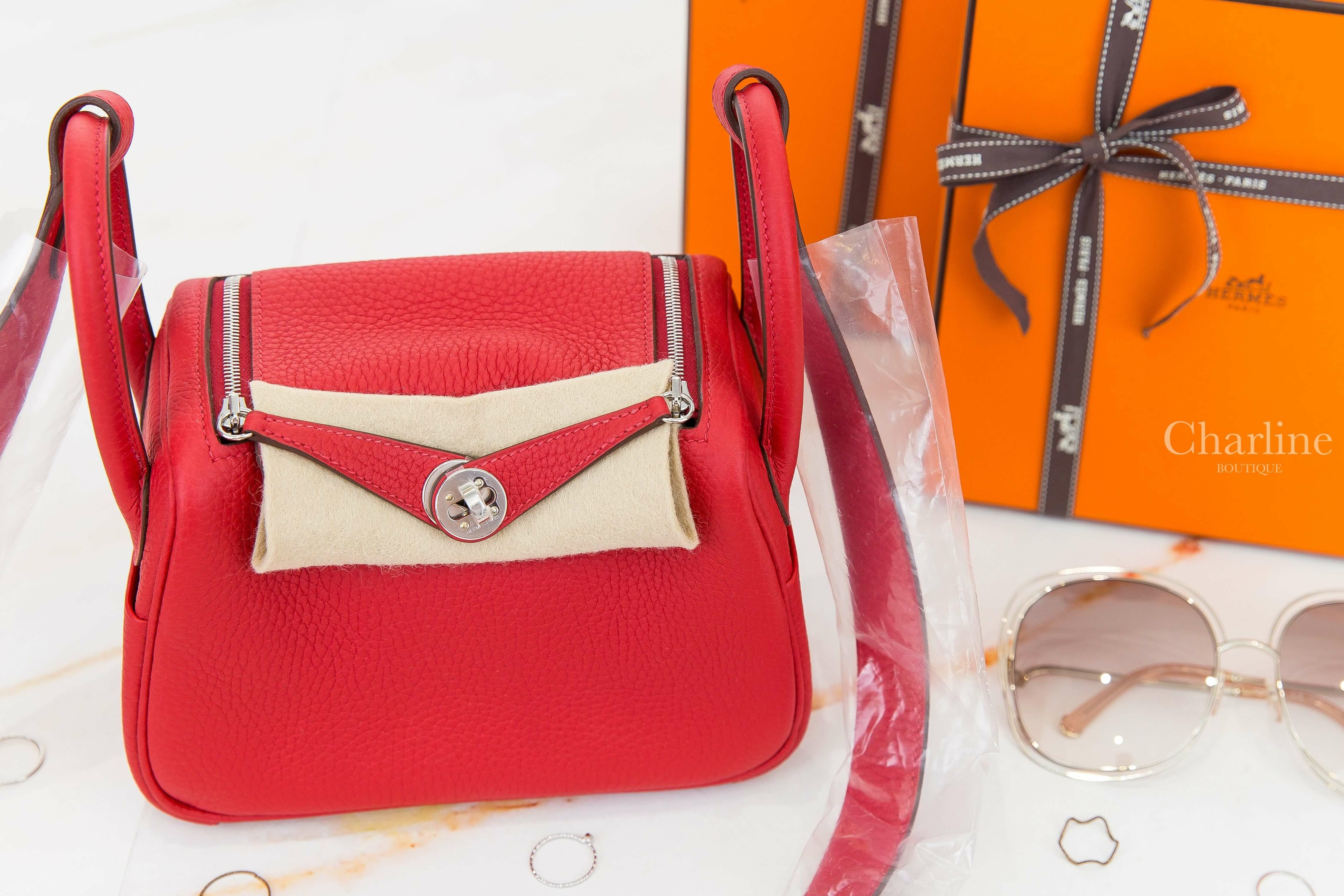 Hermès Lindy Mini 5E Vermillon Taurillon Clemence 朱砂紅銀釦