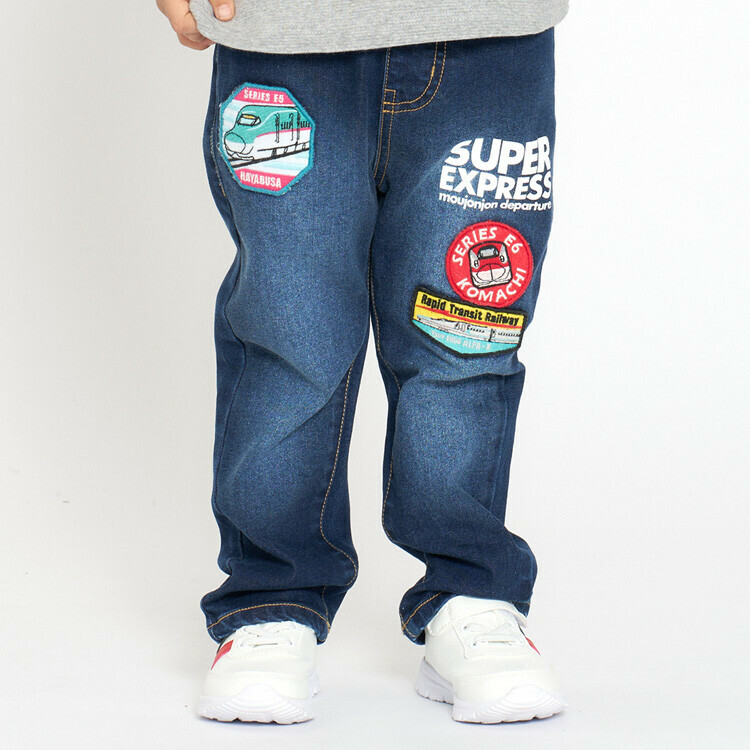 Moujonjon - 新幹線火車繡章牛仔褲