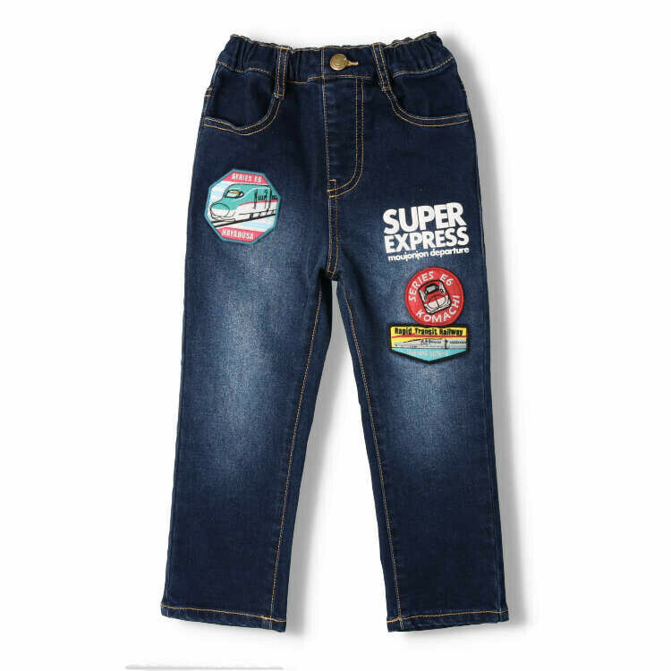 Moujonjon - 新幹線火車繡章牛仔褲