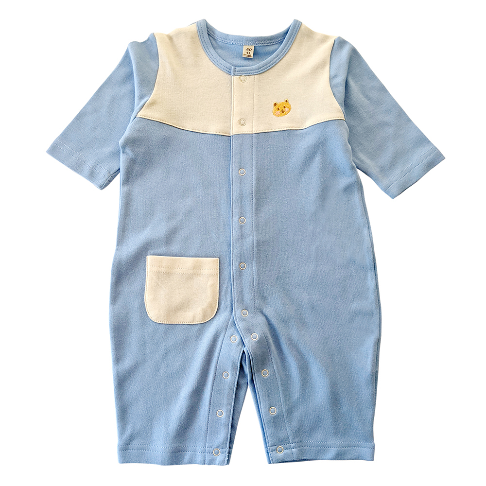 有機棉嬰兒柔適長袖兔裝-淺藍 | 藍天畫布有機棉