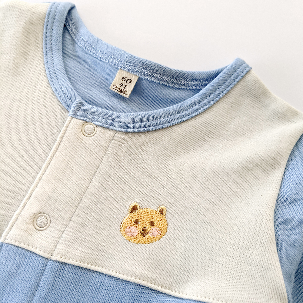 有機棉嬰兒柔適長袖兔裝-淺藍 | 藍天畫布有機棉