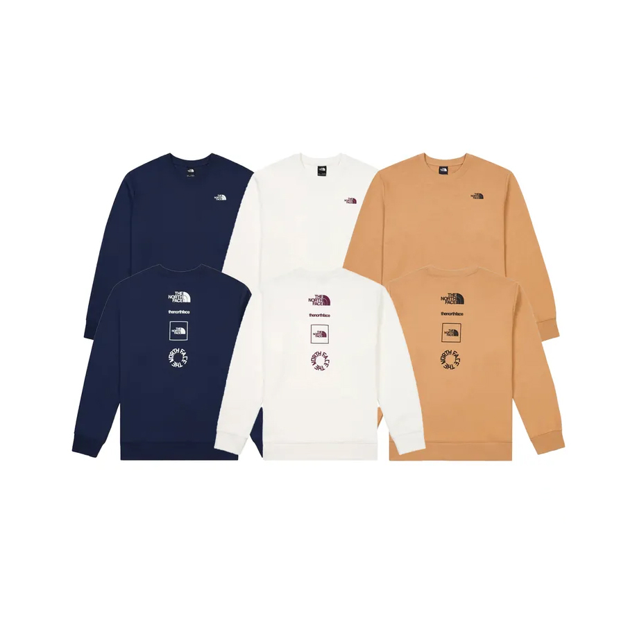 -(E2d)-THE NORTH FACE M SUEDE LOGO PLAY CREWNECK 衛衣 大學T-NF0A86PY 深藍(8K2)/卡其(I0J)/白(N3N)