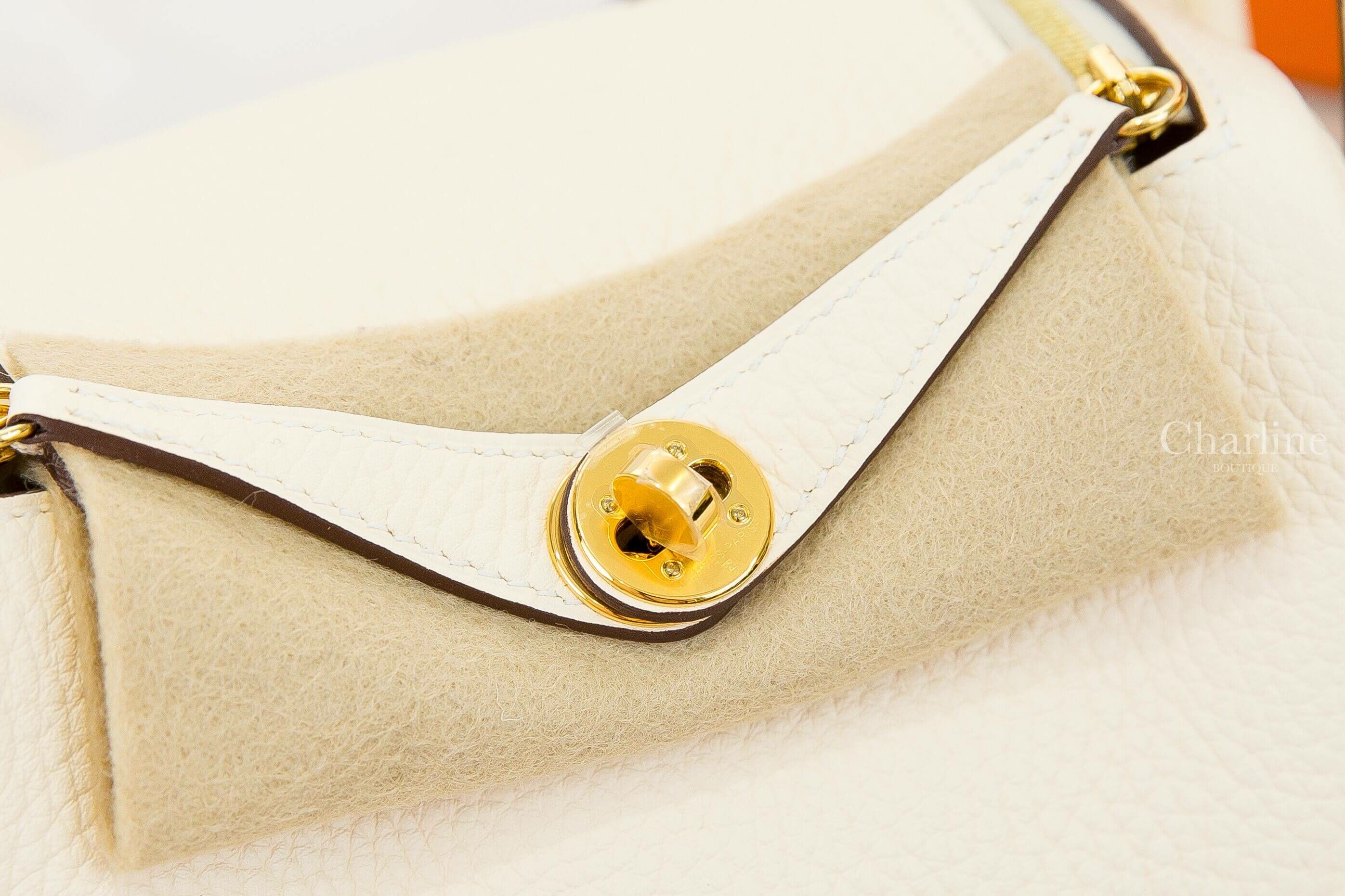 Hermès Lindy Mini I2 Nata Taurillon Clemence 奶油白金釦