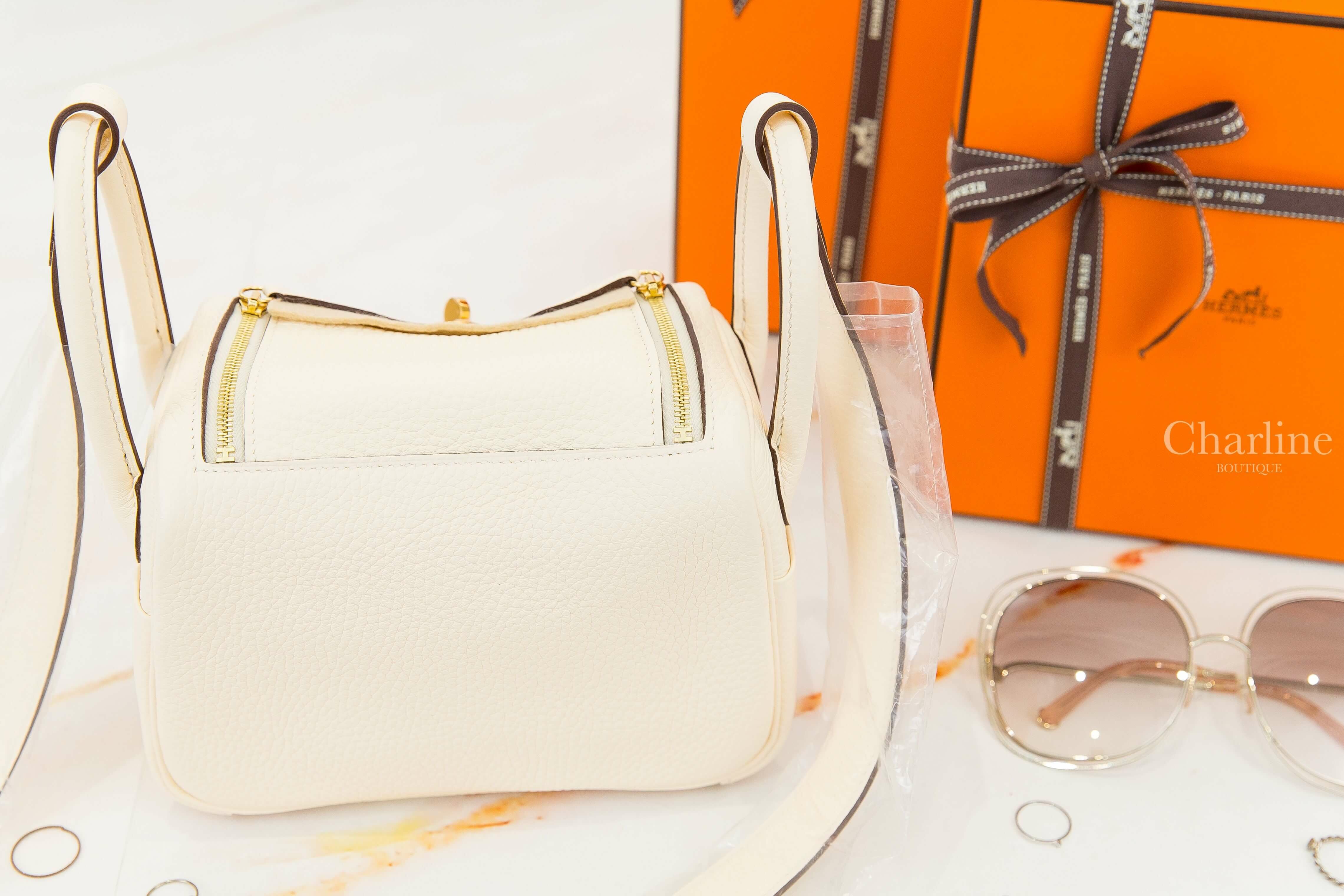 Hermès Lindy Mini I2 Nata Taurillon Clemence U刻奶油白金釦-Charline Boutique 精品代購