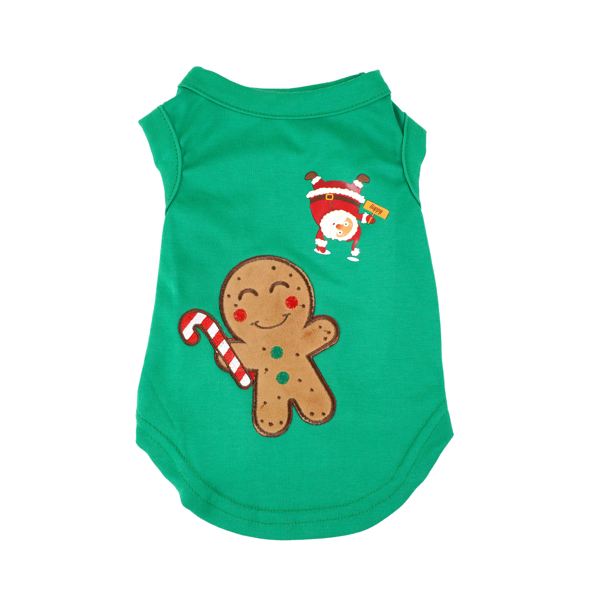 Xmas Gingerbread Man Green Vest Tee
