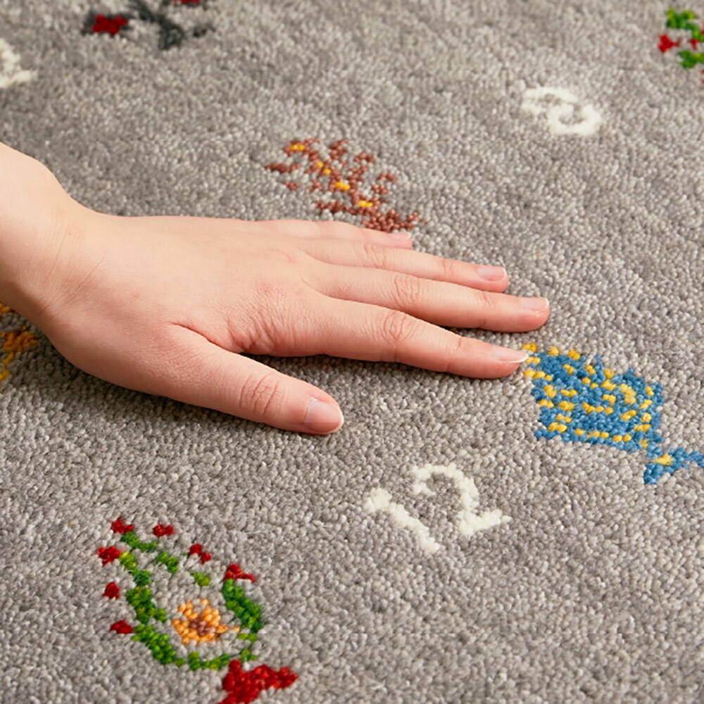 【HAGiHARA】Gabbeh印度手工編製羊毛地墊 魯菲系列 素朴日常 淺灰色 (60×90cm)