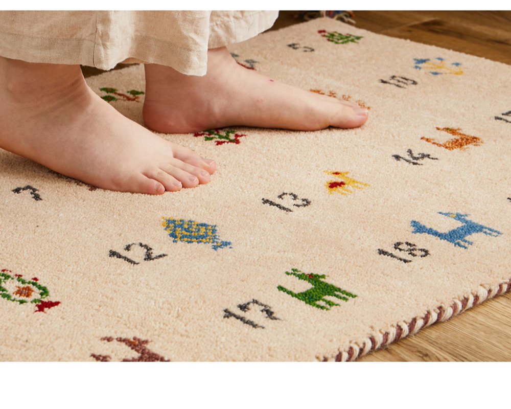 【HAGiHARA】Gabbeh印度手工編製羊毛地墊 魯菲系列 素朴日常 淺灰色 (60×90cm)