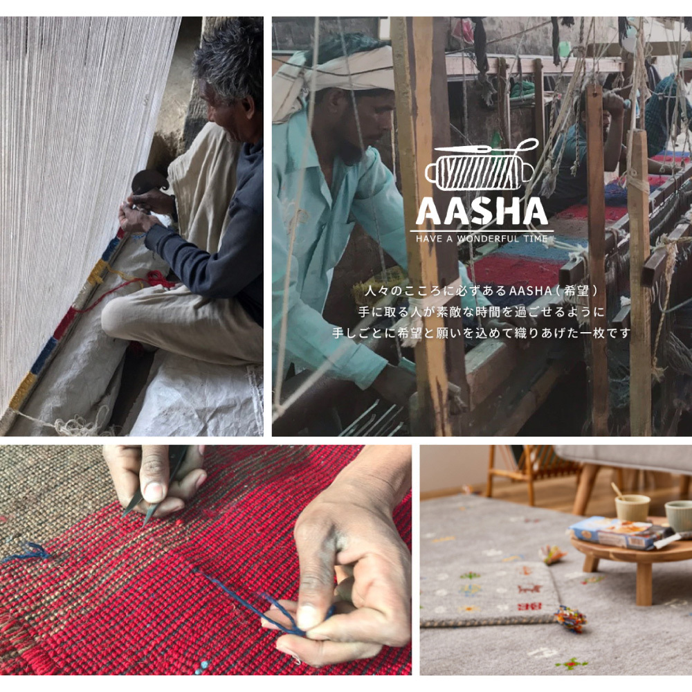 【HAGiHARA】Gabbeh印度手工編製羊毛地墊 魯菲系列 素朴日常 淺灰色 (60×90cm)