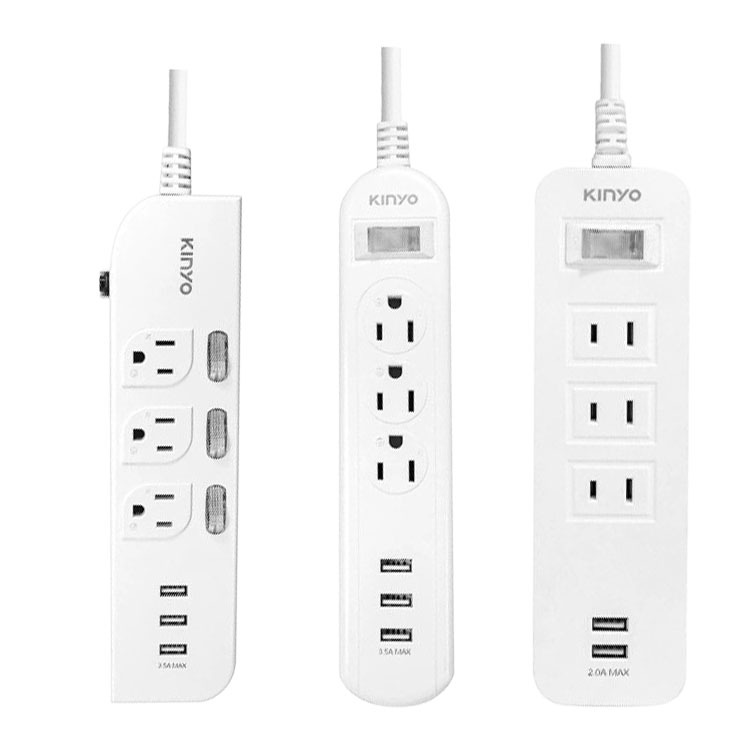 【KINYO】USB延長線 過載斷電 3插座 6尺/9尺