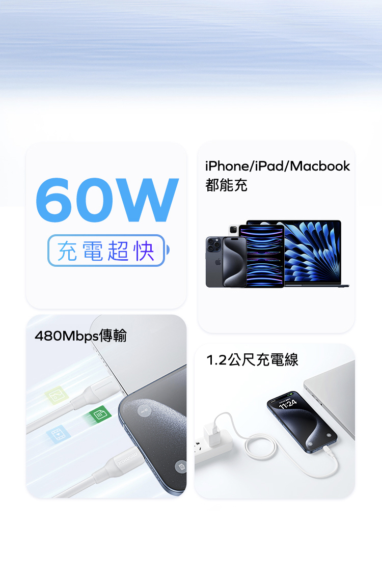 1-Link Flow 60W USB-C充電線-(1.2m)