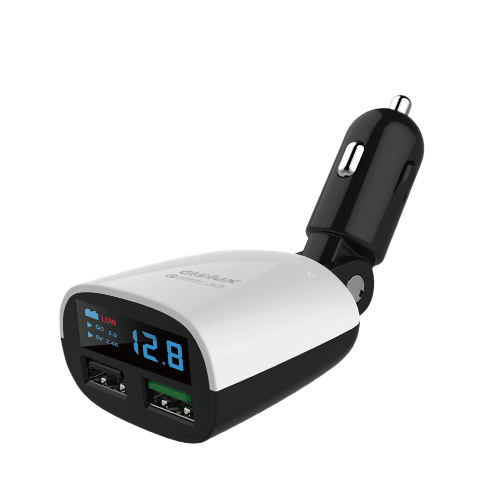 Glolux QC3.0 螢幕顯示車充 具電瓶電壓偵測