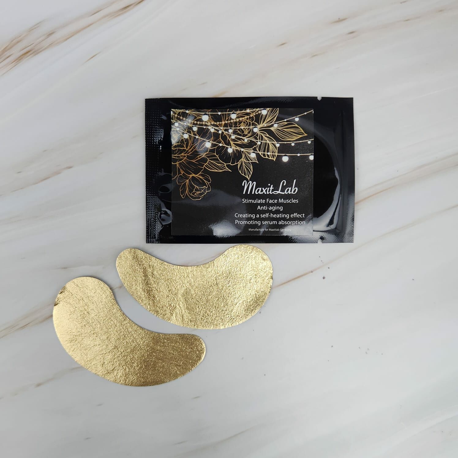 (改善眼浮腫+收緊) (50對) Maxitlab Germany 自身發熱金箔金箔修護凍乾眼膜M010