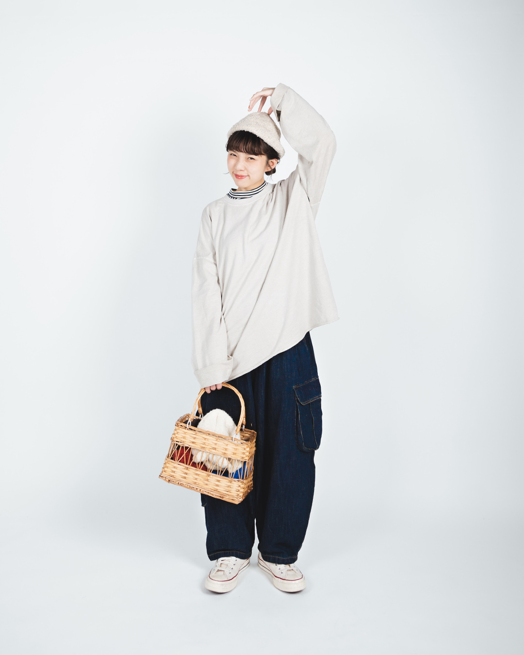 復古洗水雙口袋牛仔褲