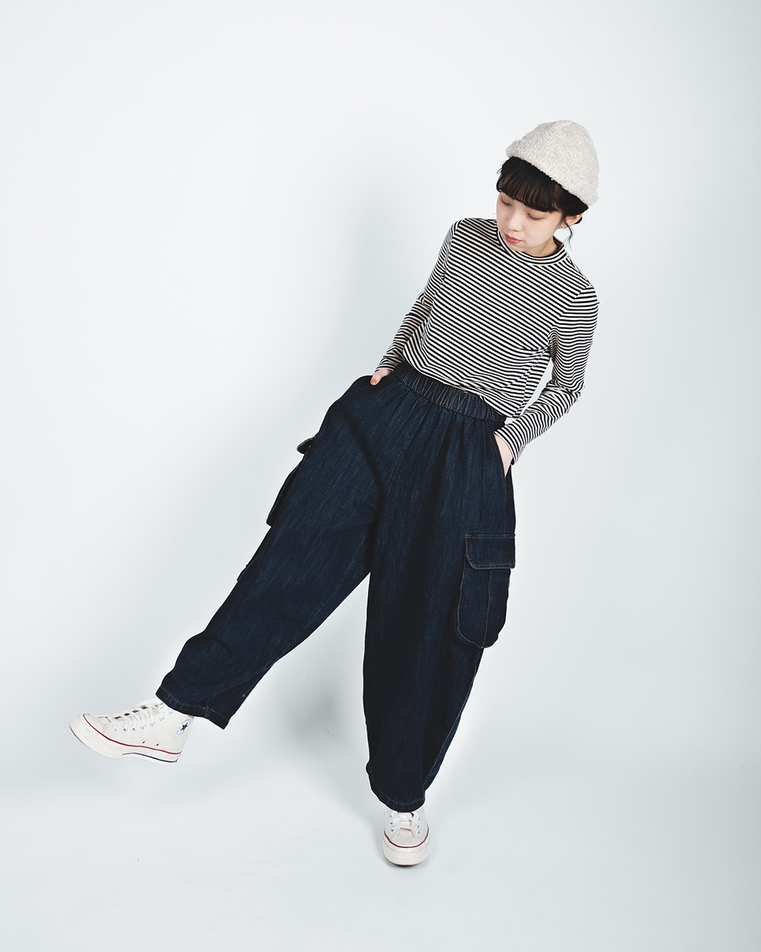 復古洗水雙口袋牛仔褲