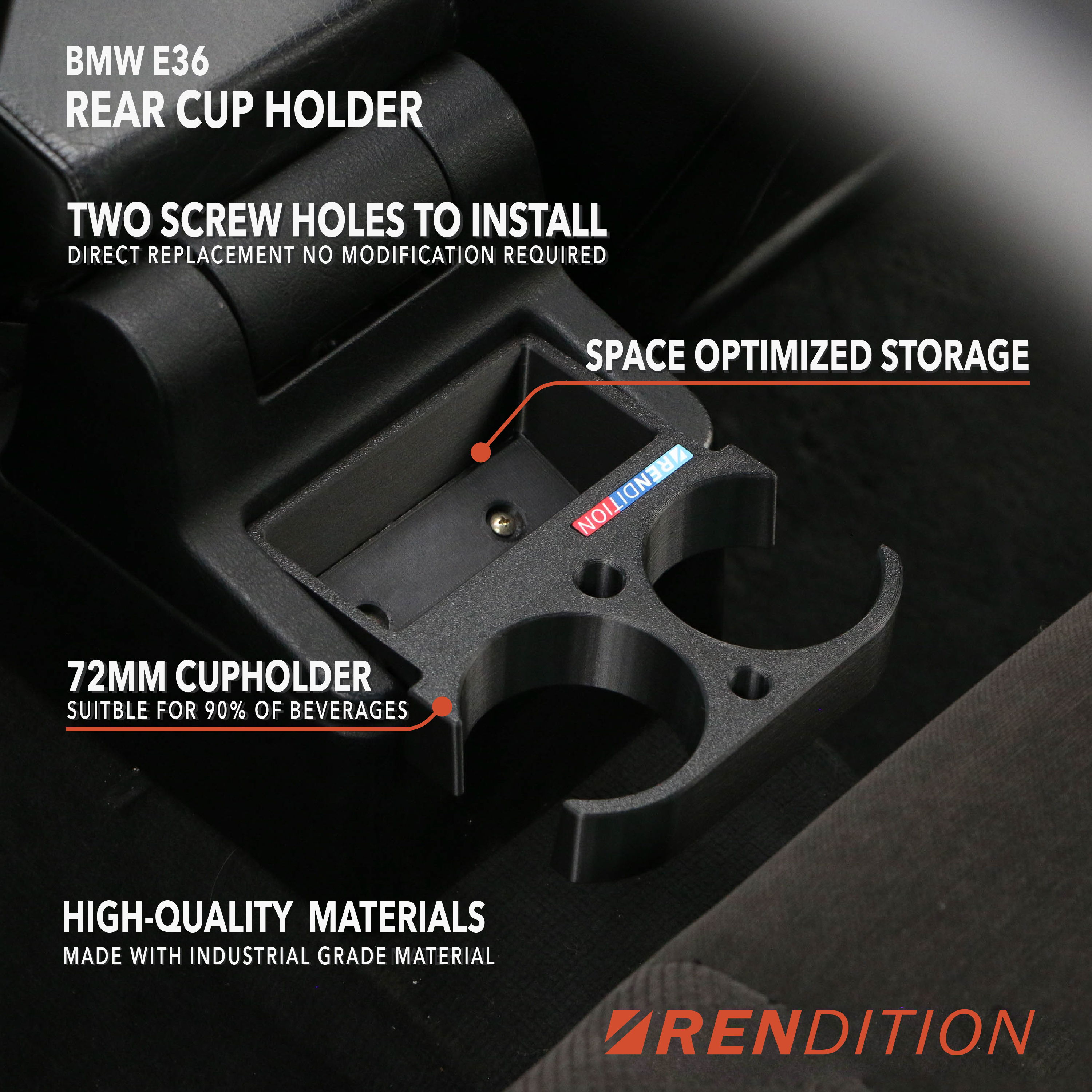 BMW E36 REAR CUP HOLDER V3