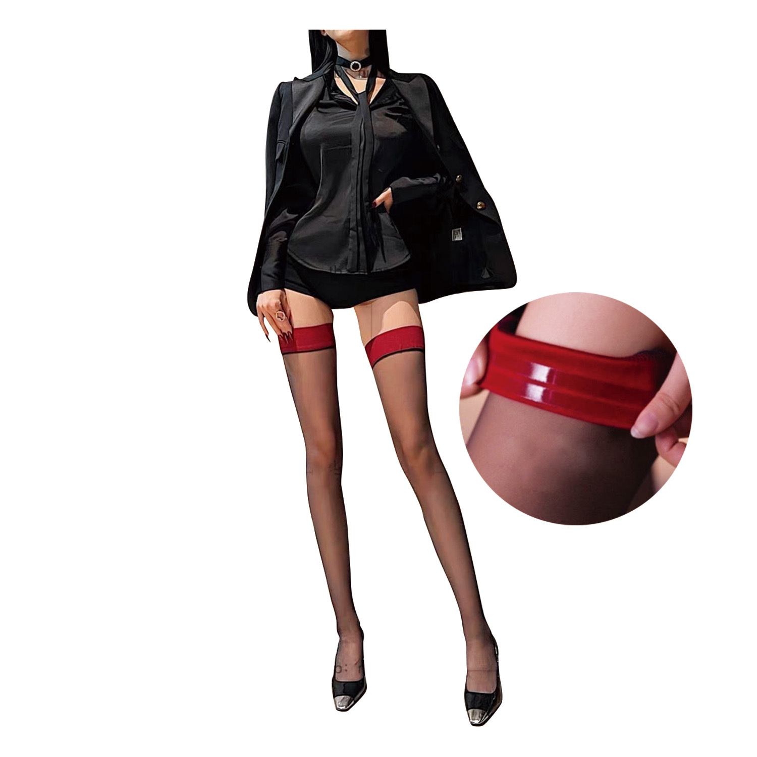 日本 NPG 帶矽膠塞的簡單吊襪 性感絲襪