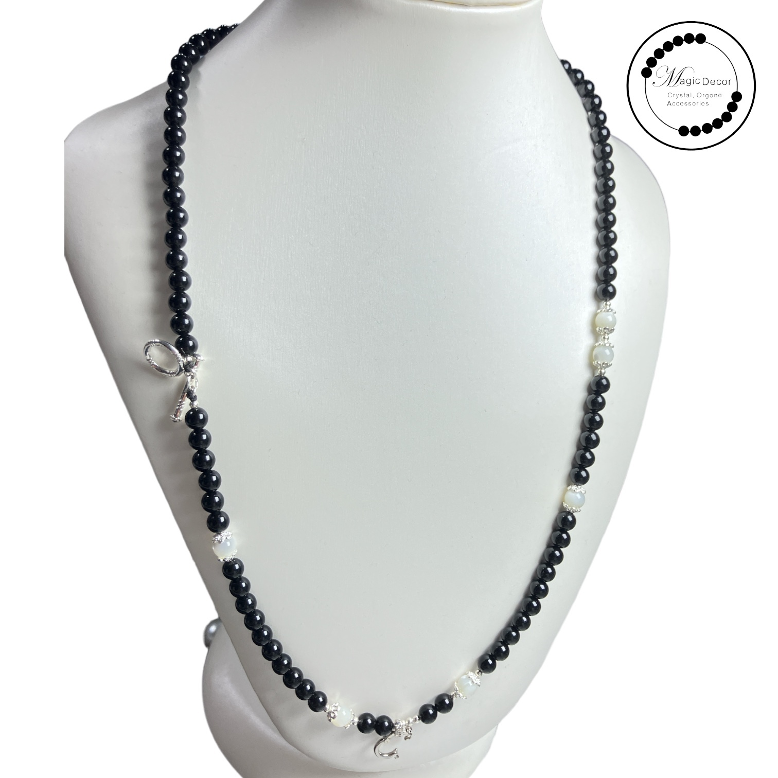 250315 - C27 6mm+黑曜石OT萬能銀扣設計款頸鏈