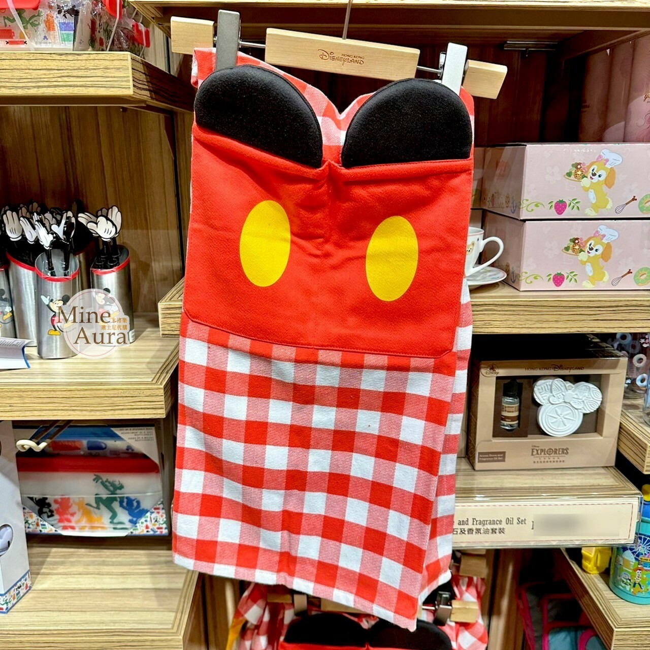 米奇 Mickey 經典黑紅配色 紅白格紋 圍裙 -香港迪士尼樂園