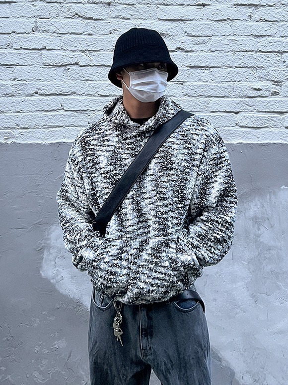 柔軟圈圈紗多種混搭寬鬆連帽T恤