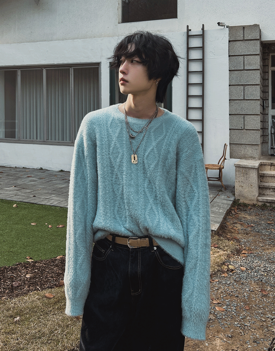 (韓國獨家特價)漁夫麻花馬海毛針織衫上衣