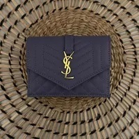 [S] YSL ENVELOPE FLAP CARD CASE IN MIX MATELASSÉ GRAIN DE POUDRE EMBOSSED LEATHER, SYSL15 (SYSL15)