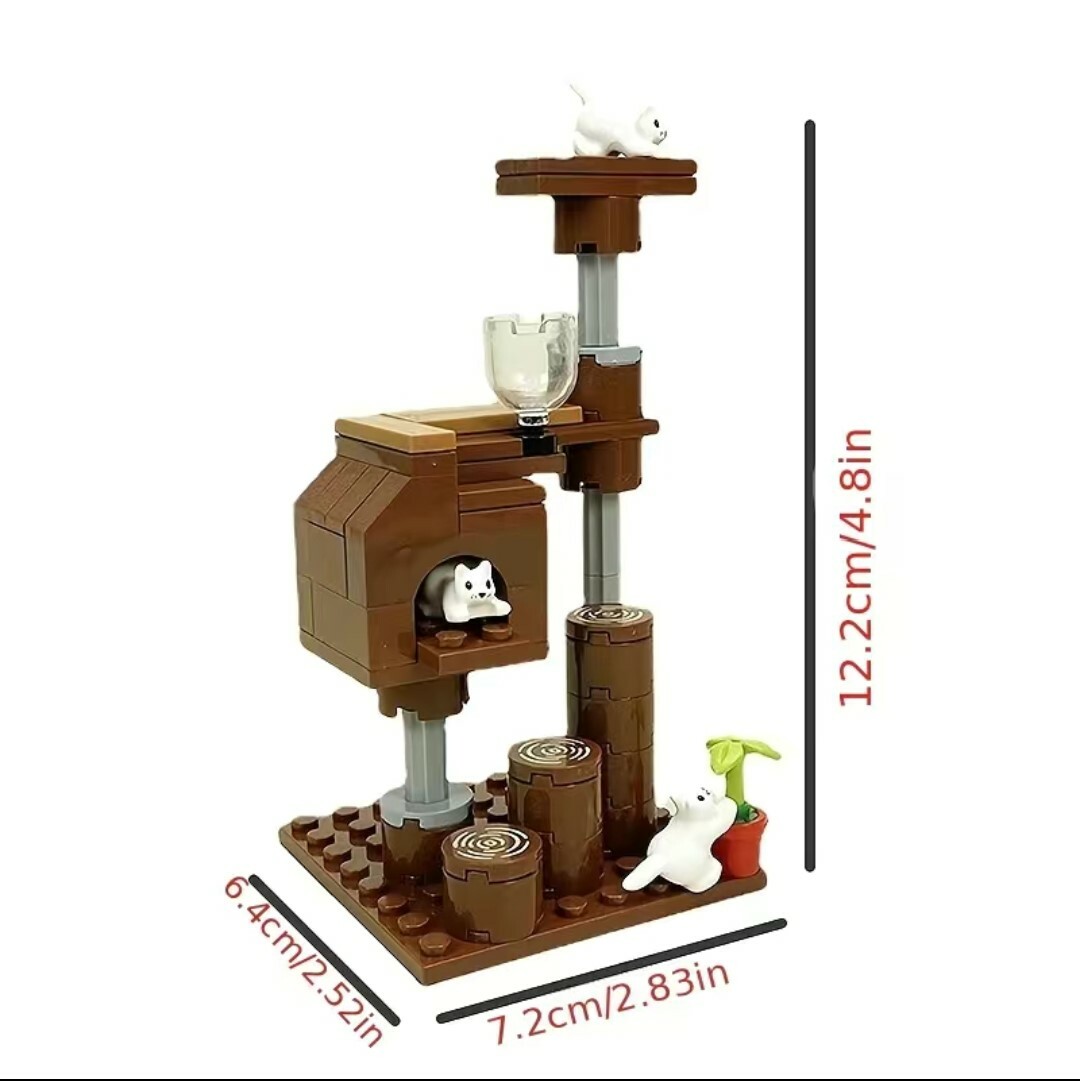 MOC Cat House with 3 cats Buildings Set Toys NO BOX MOC001