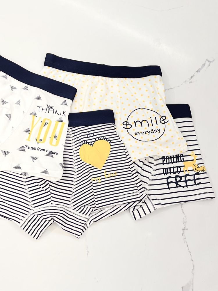 男寶四入組幾何圖形x微笑x條紋四角褲