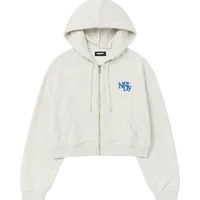 [S] NERDY W'S CROPPED HOODIE ZIP-UP,OATMEAL, PNEF23HD160404 (SN387)