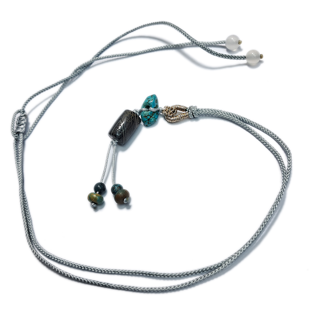 玉髓{火供珠}&綠松石&中國結項鍊【十方】152968