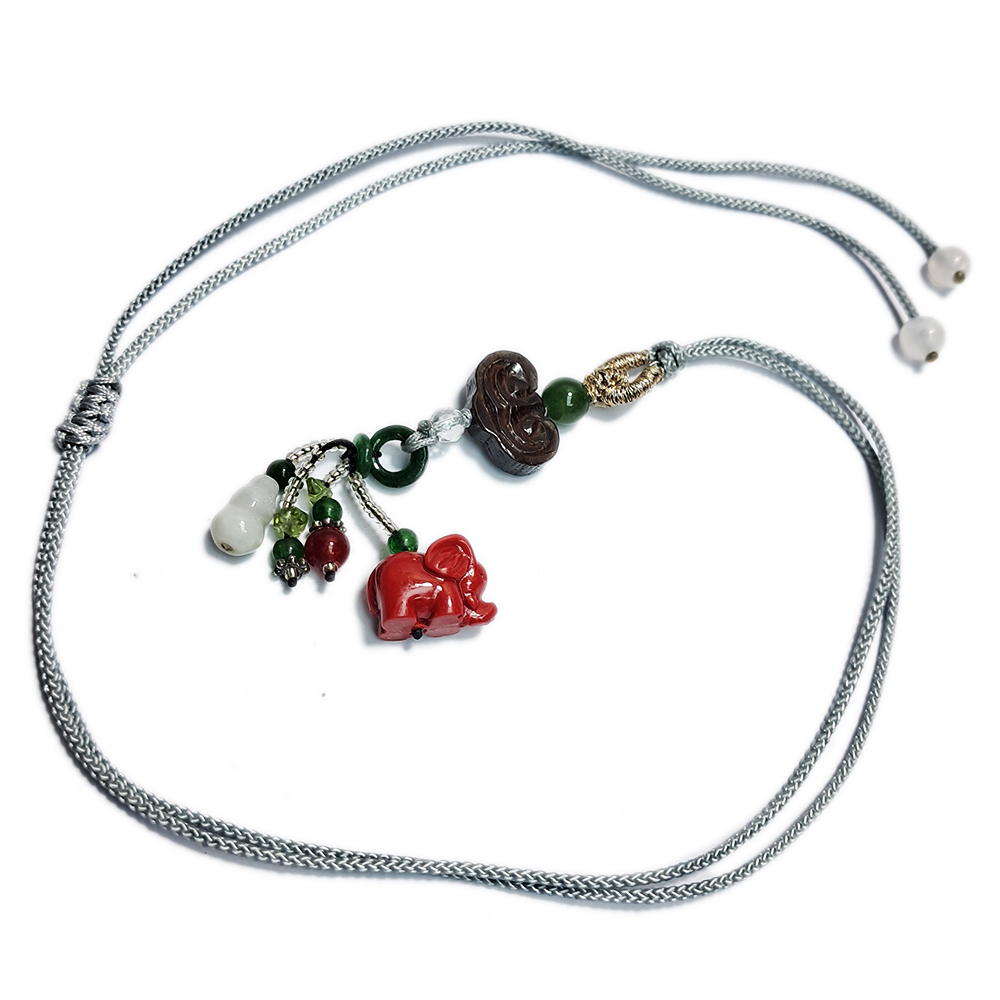 還願大象&祥雲{紫檀}&中國結項鍊【十方】152958