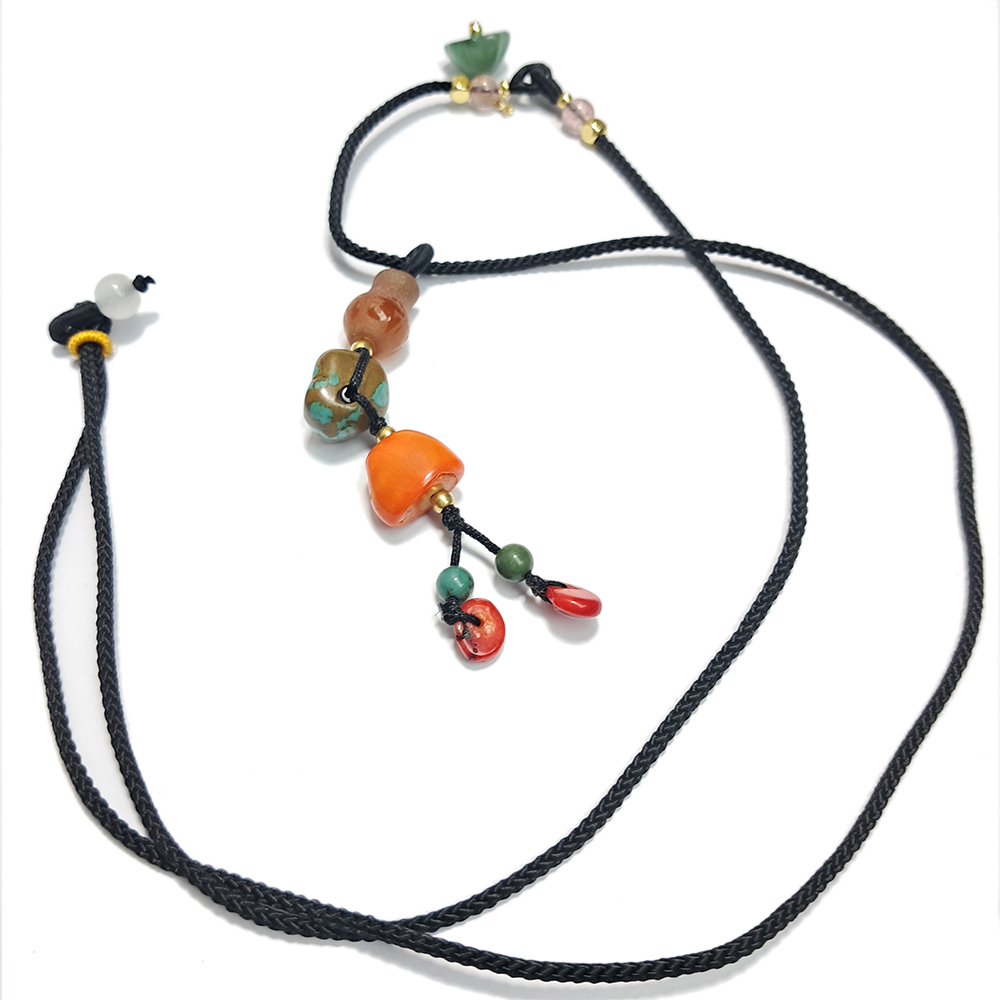 綠松石&海竹珊瑚&蓮花中國結項鍊【十方】152934