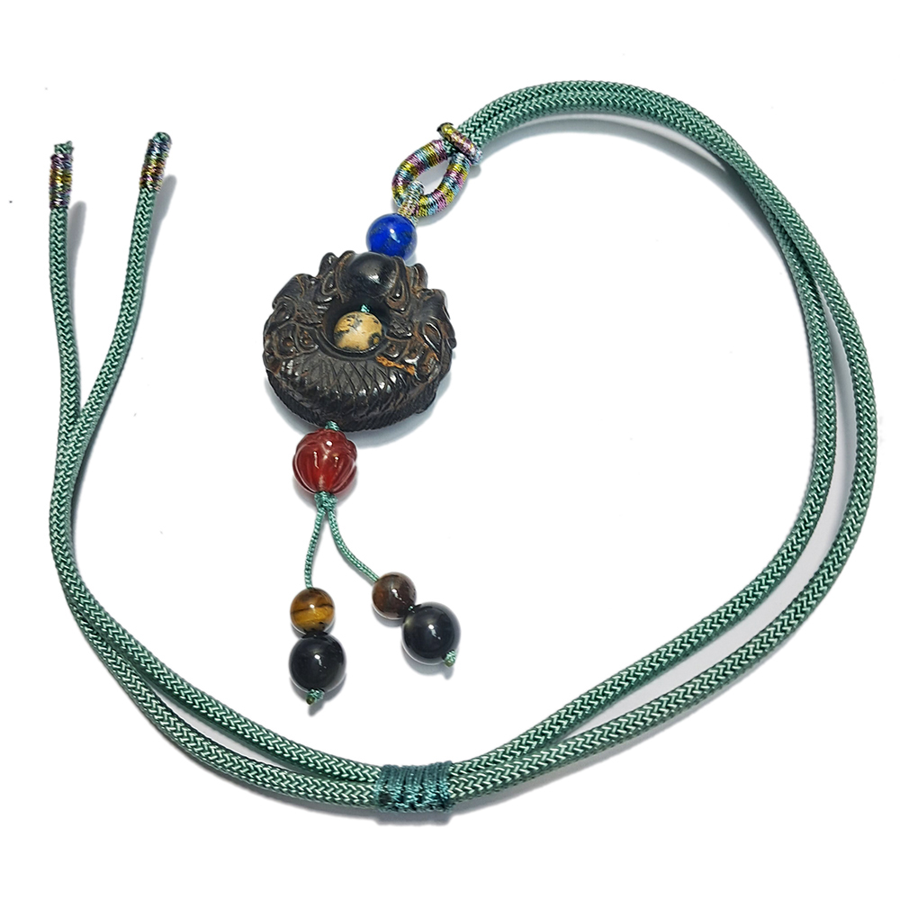 雙龍搶珠{黑檀}中國結項鍊【十方】152926